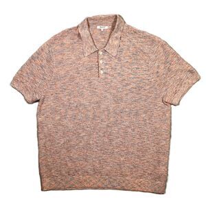 Madewell Men’s Cotton Blend‎ Knit Polo Shirt Heather Orange Blue XL